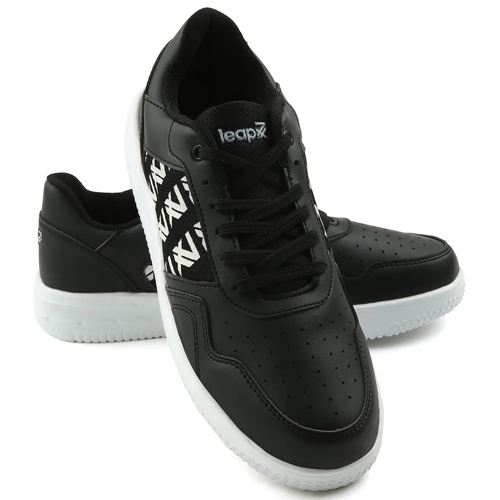 Leap7x Black Casual Lacing Sneakers For Men SNOOKIS By Liberty