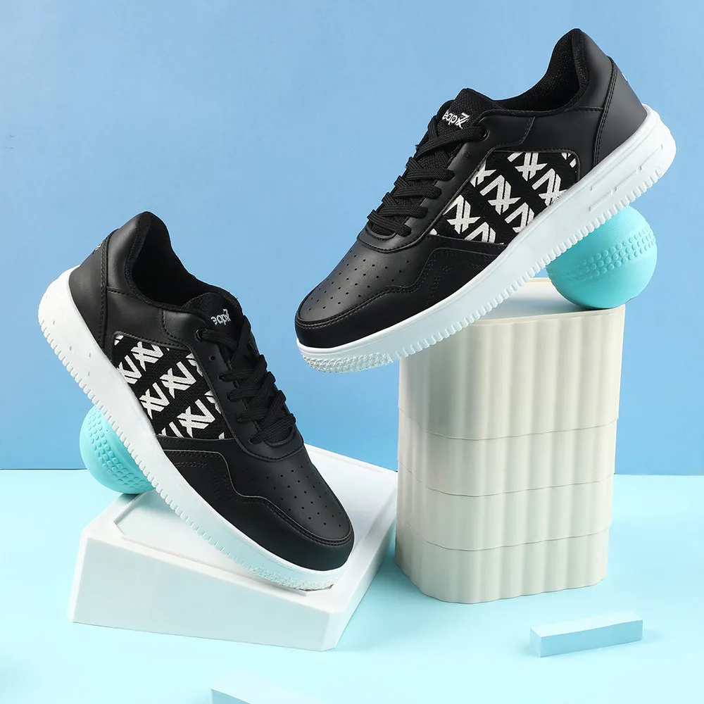 Leap7x Black Casual Lacing Sneakers For Men SNOOKIS By Liberty