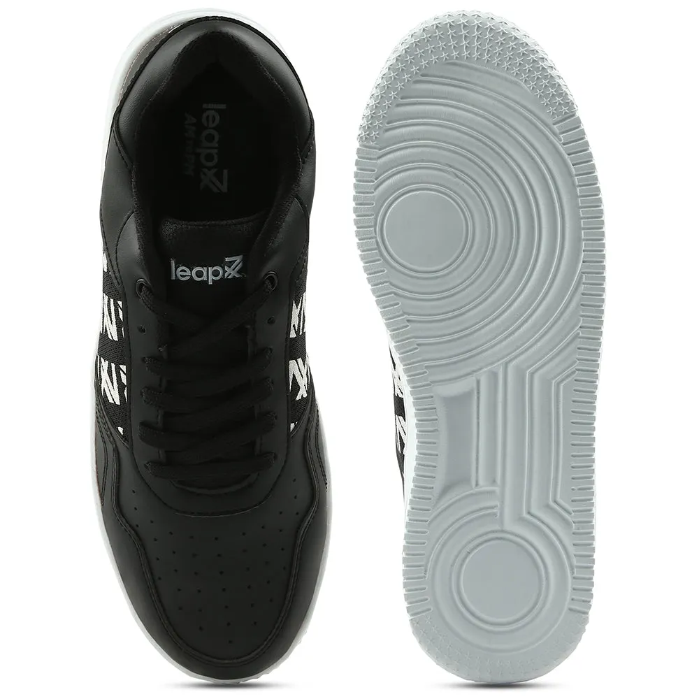 Leap7x Black Casual Lacing Sneakers For Men SNOOKIS By Liberty