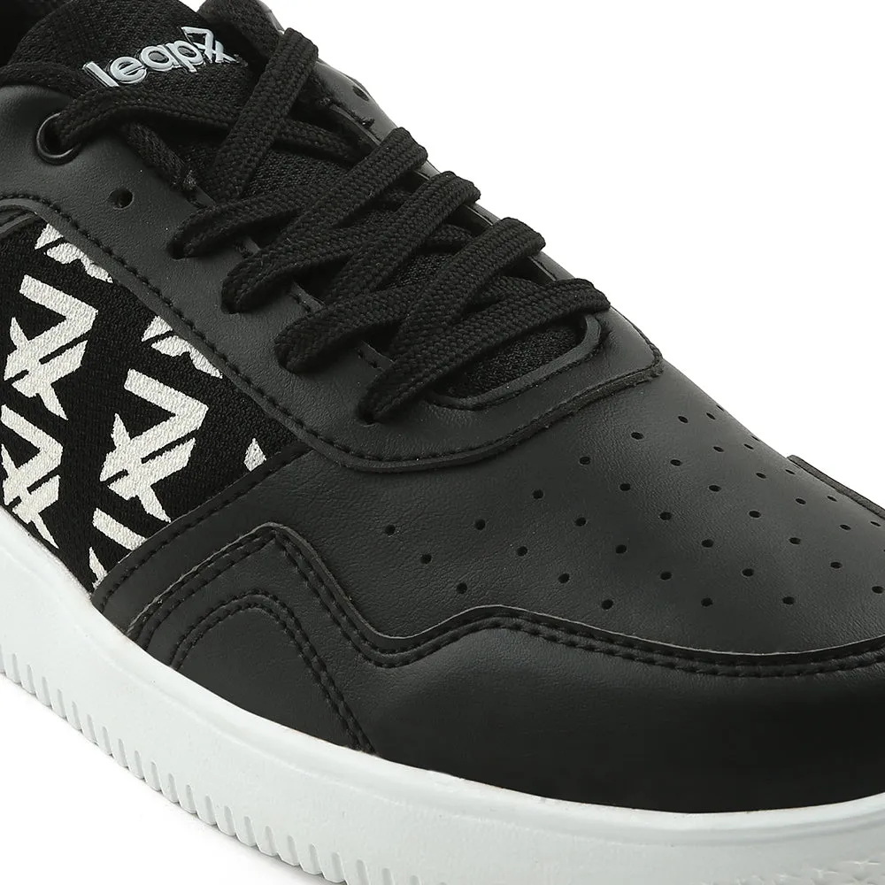 Leap7x Black Casual Lacing Sneakers For Men SNOOKIS By Liberty