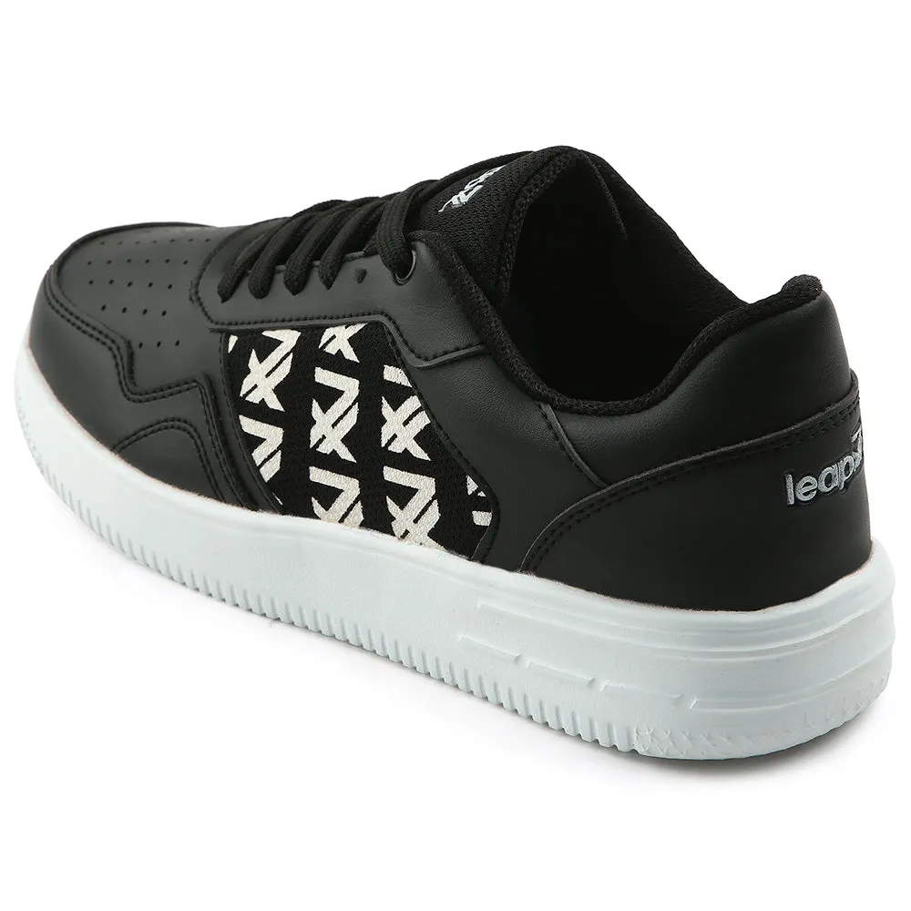 Leap7x Black Casual Lacing Sneakers For Men SNOOKIS By Liberty