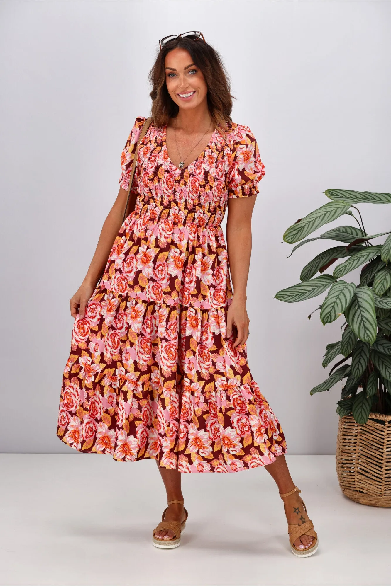 Leoni Short Sleeve Phoenix Dress Floral