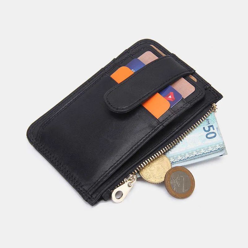 Men Genuine Leather RFID Anti-theft Retro Mini Easy Carry Small Coin Bags Card Holder Wallet