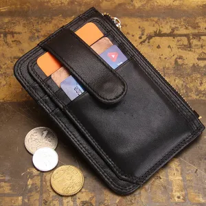 Men Genuine Leather RFID Anti-theft Retro Mini Easy Carry Small Coin Bags Card Holder Wallet