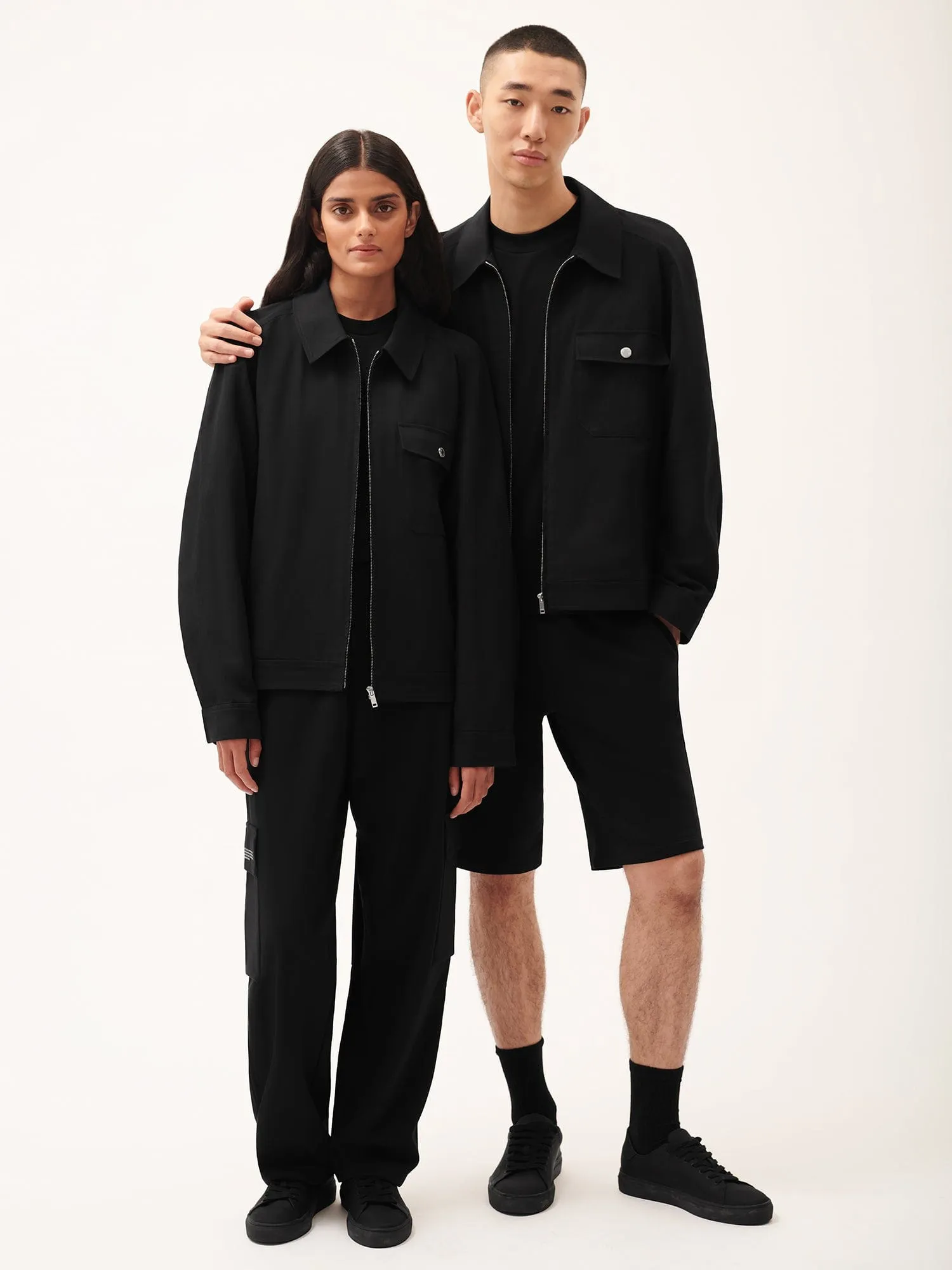 Mens DNA Cotton Linen Harrington Jacket—black