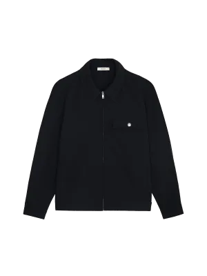 Mens DNA Cotton Linen Harrington Jacket—black