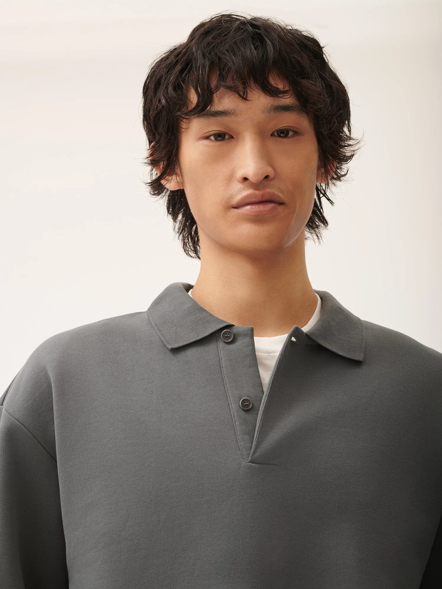 Mens DNA Heavyweight Polo Sweatshirt—atmosphere grey
