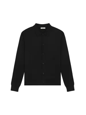 Mens DNA Knitted Collared Shirt—black