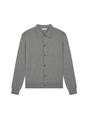 Mens DNA Knitted Collared Shirt—grey marl
