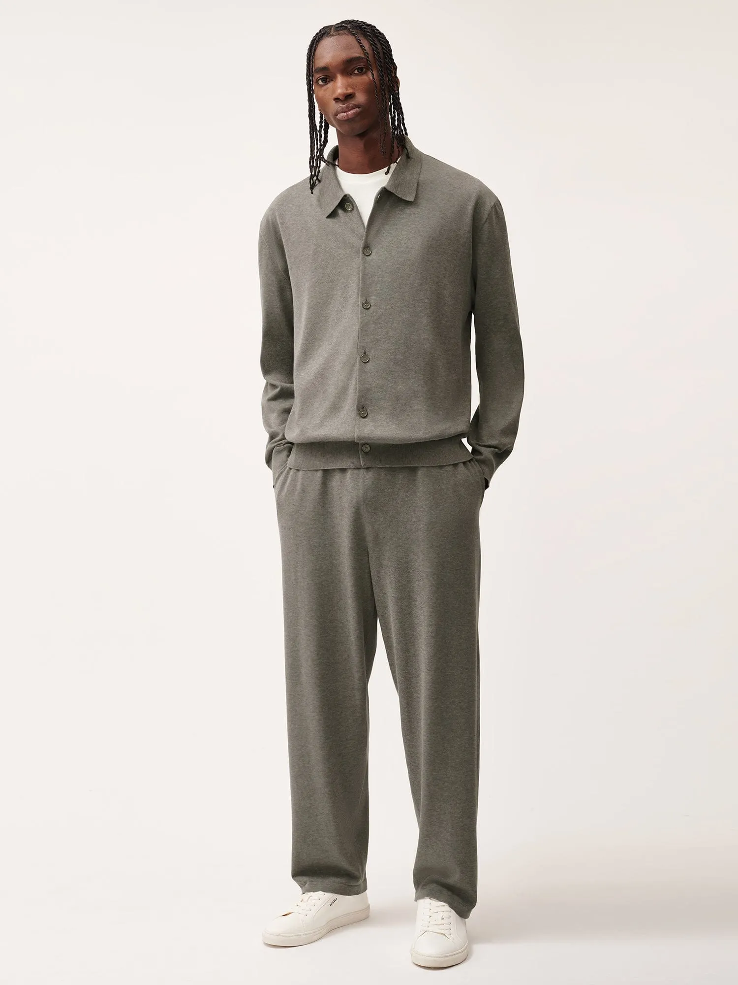 Mens DNA Knitted Collared Shirt—grey marl