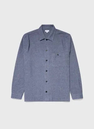 Men's Heavy Flannel Overshirt in Blue Melange