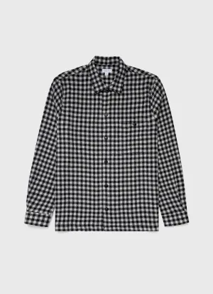 Men's Heavy Flannel Overshirt in Navy/Ecru Check