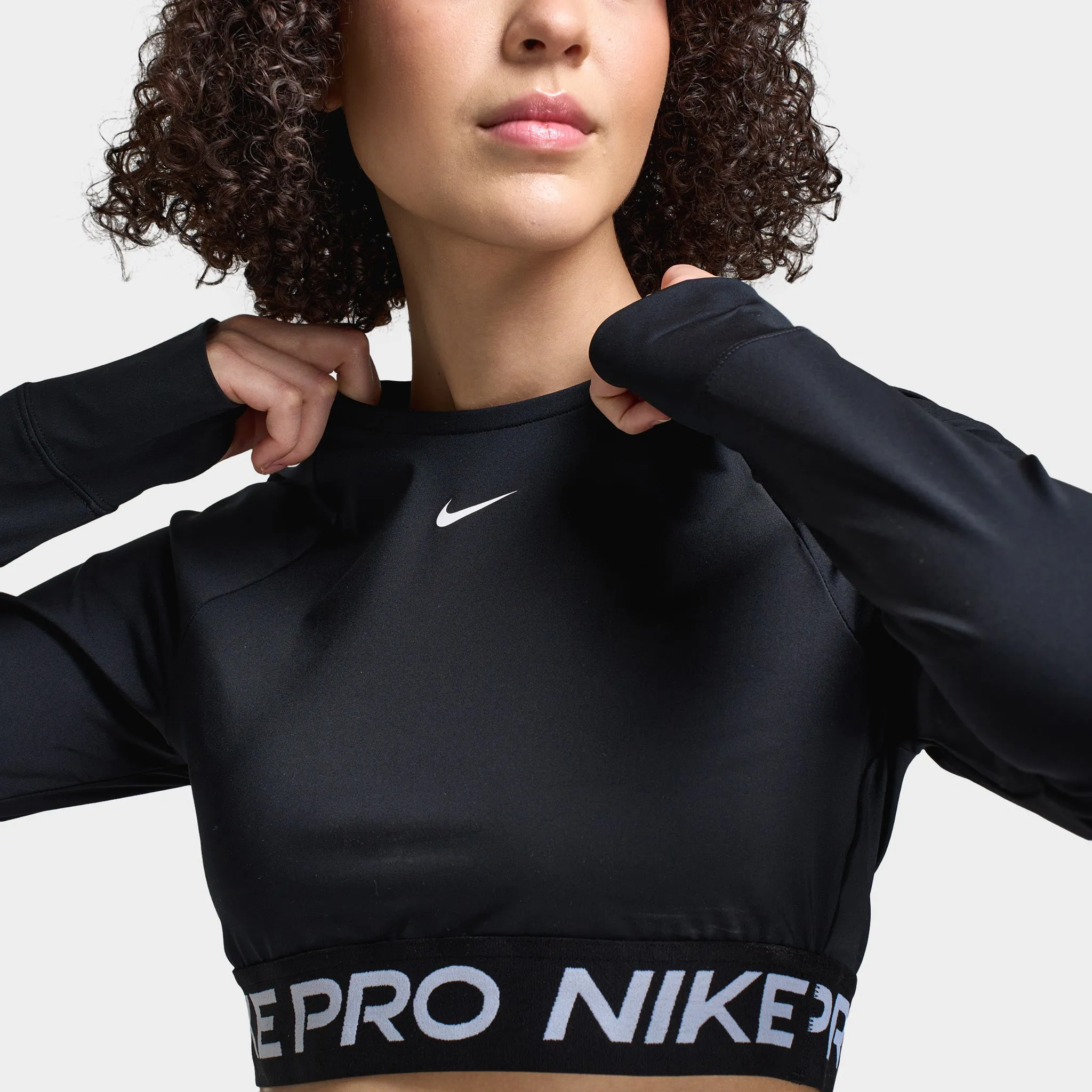 Nike Women's Pro 365 Dri-FIT Cropped Long Sleeve Top Black / White