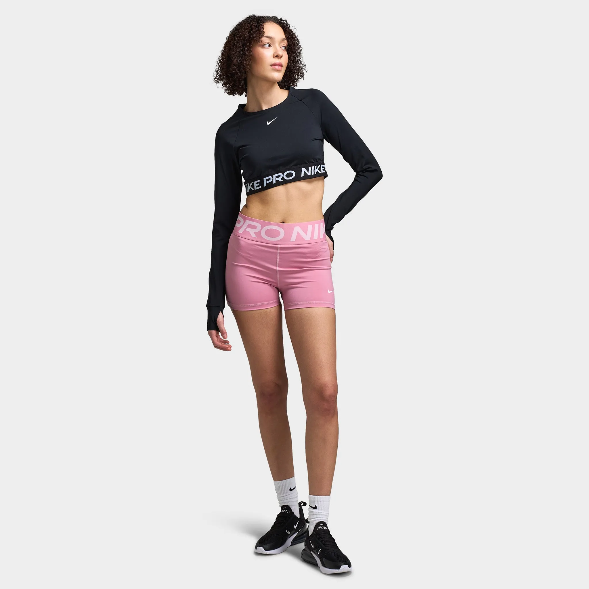 Nike Women's Pro 365 Dri-FIT Cropped Long Sleeve Top Black / White