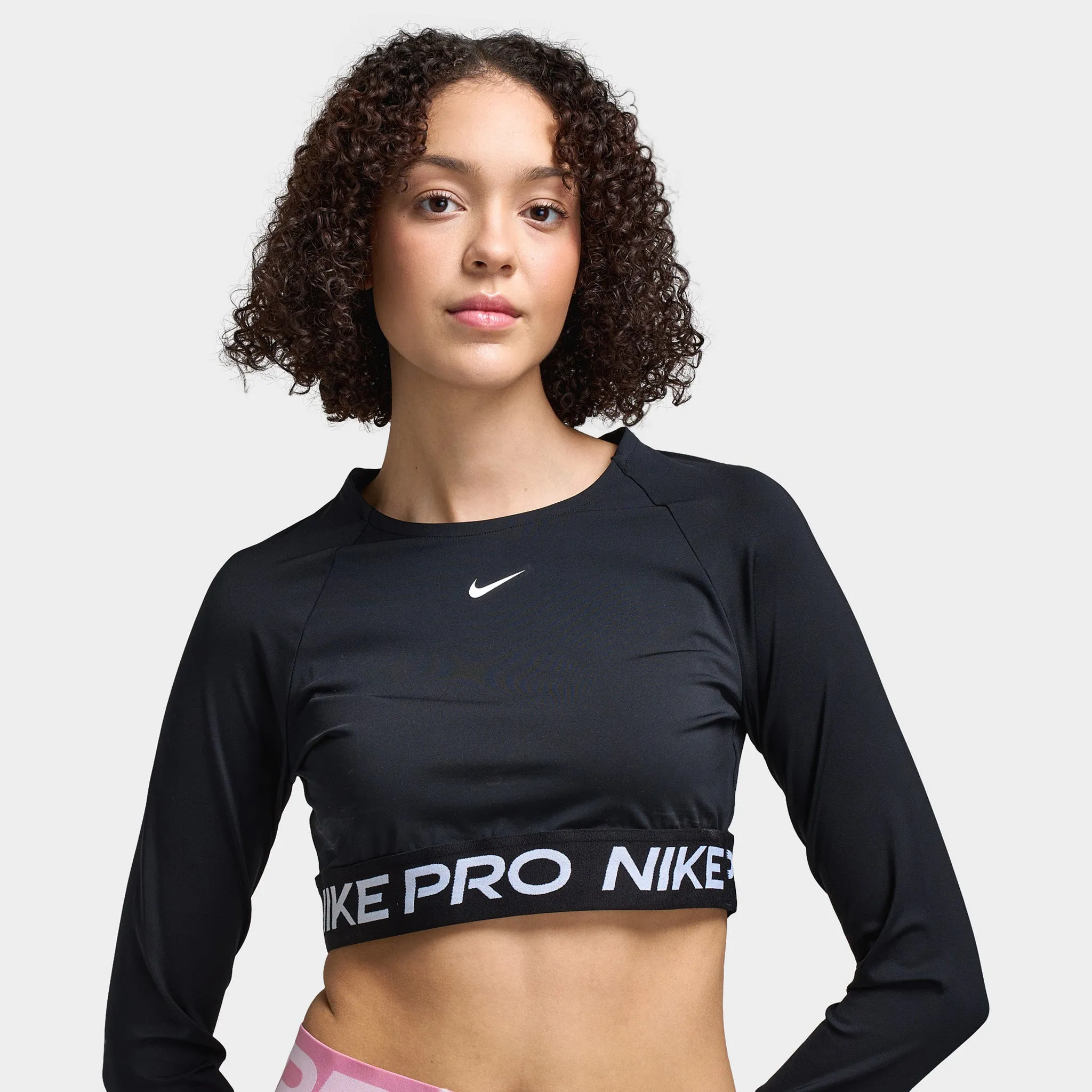 Nike Women's Pro 365 Dri-FIT Cropped Long Sleeve Top Black / White