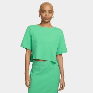 Nike Women's Sportswear Ribbed Jersey Short Sleeve Top Spring Green / White