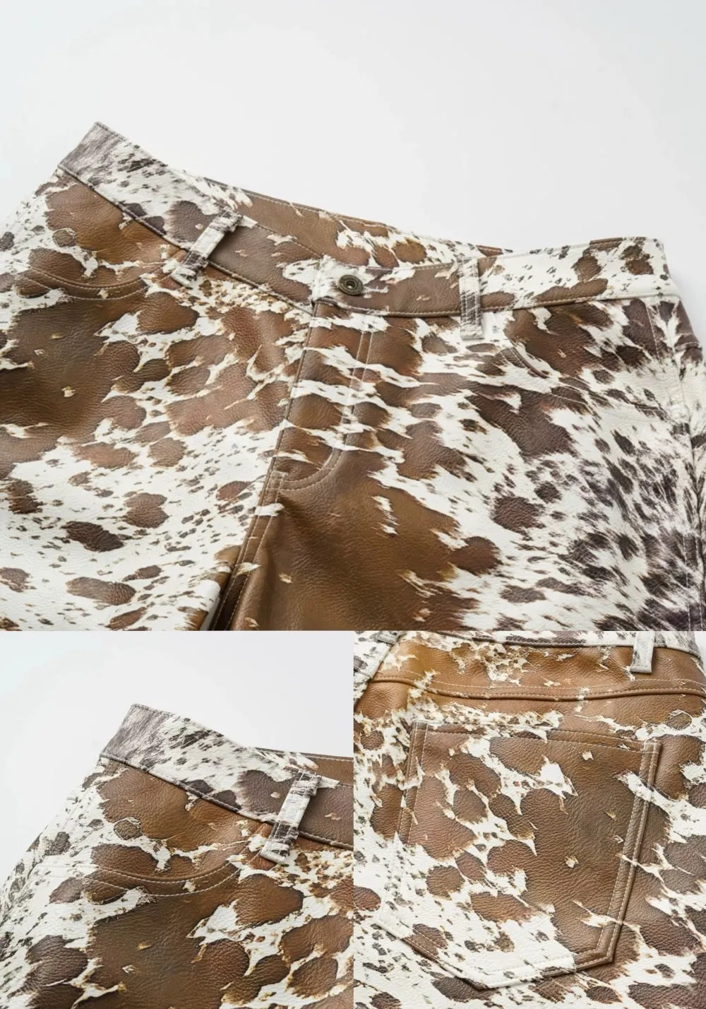 REGEN ZONE丨"RIOT" Fog White Distressed Suede Cropped Pants