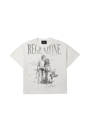 REGEN ZONE丨"RIOT" Love Art Pearl White Distressed Tee