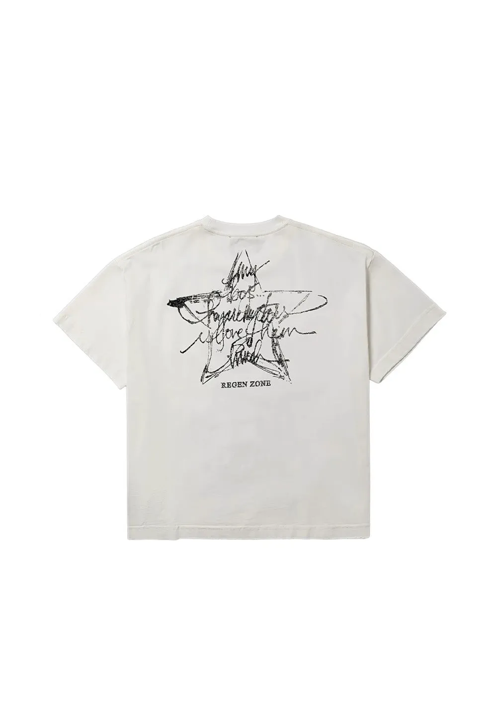 REGEN ZONE丨"RIOT" Love Art Pearl White Distressed Tee