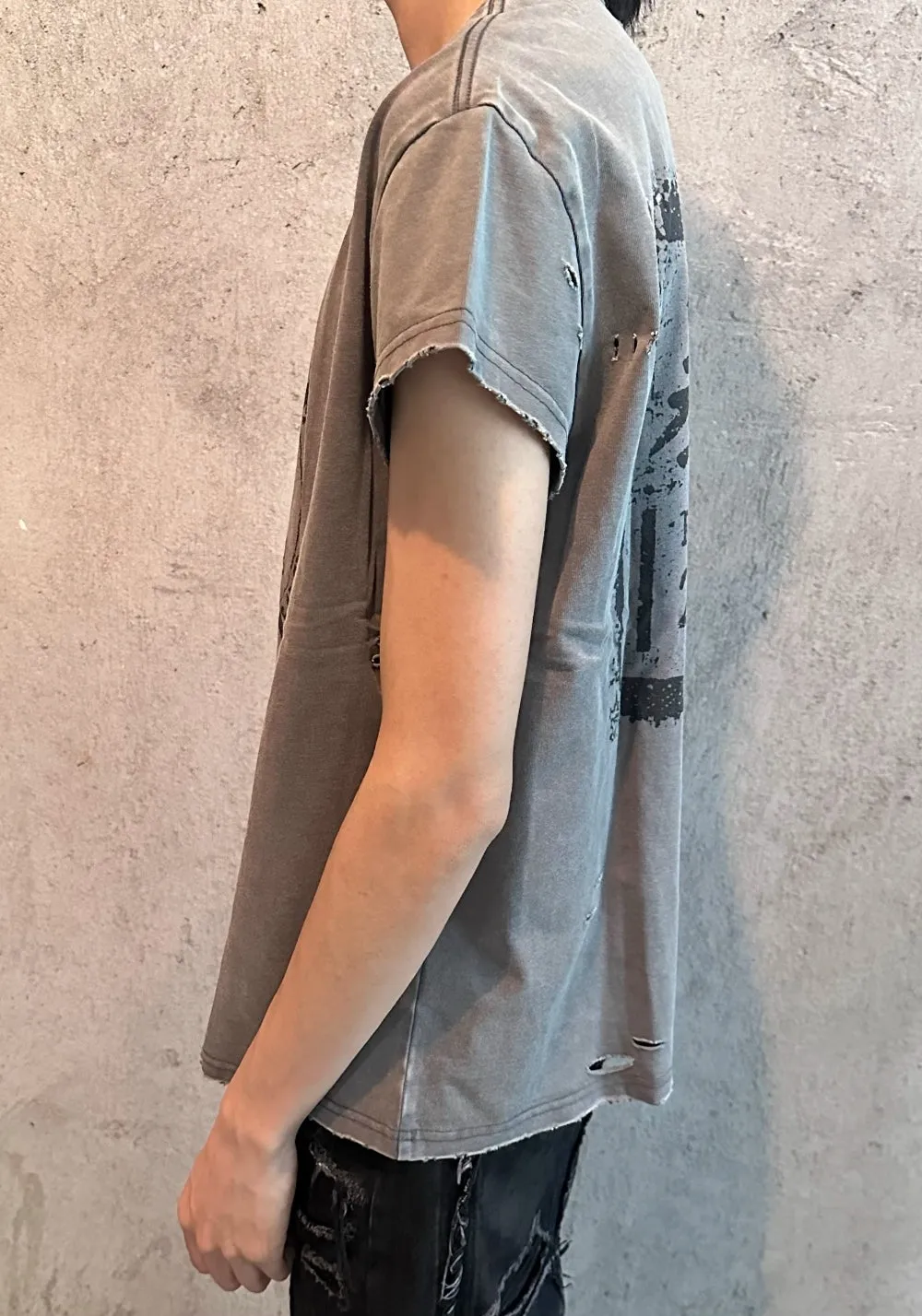 REGEN ZONE丨"RIOT" Matte Gray Distressed Tank Tee