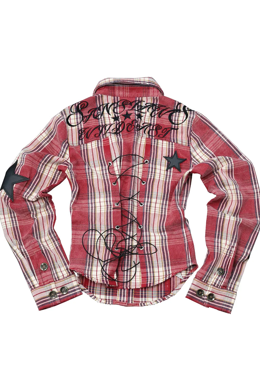 SANSLAWS丨Faux Leather Patched Washed Shirt