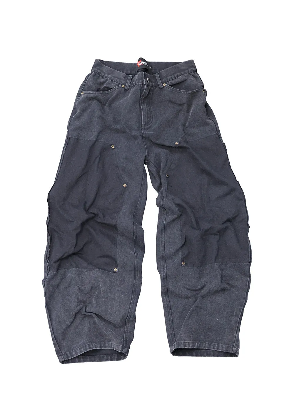 SANSLAWS丨Torn Faux-Leather Panel Logger Pants