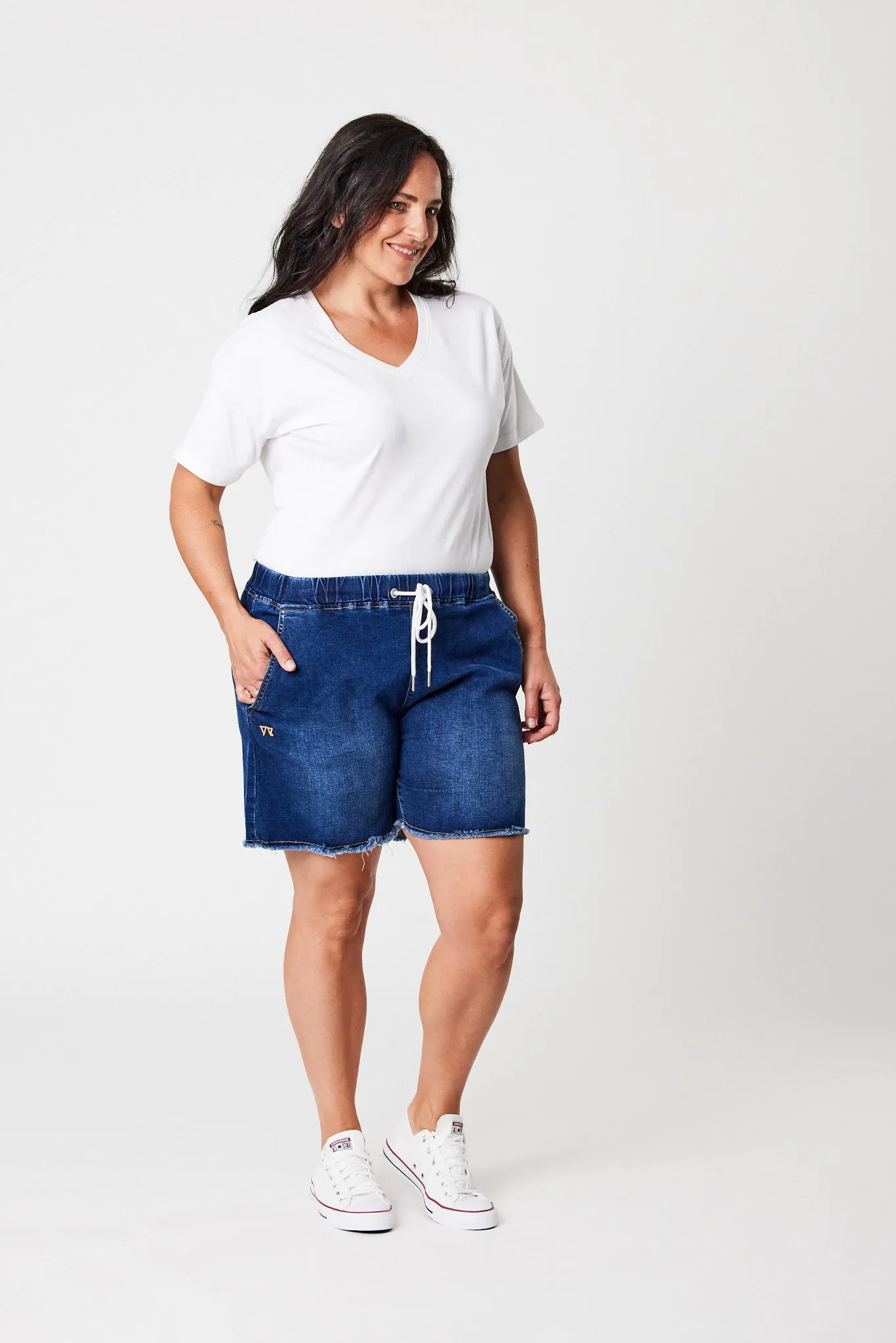 Shine On Label Ryan Elasticated Denim Short Blue