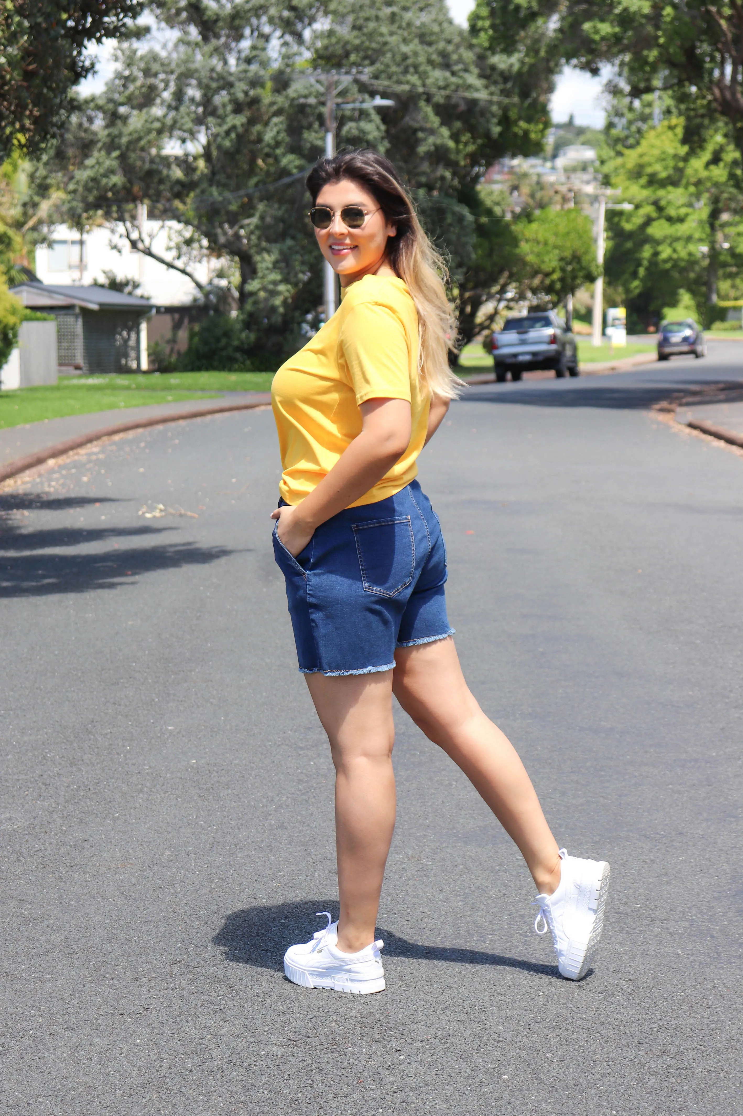Shine On Label Ryan Elasticated Denim Short Blue