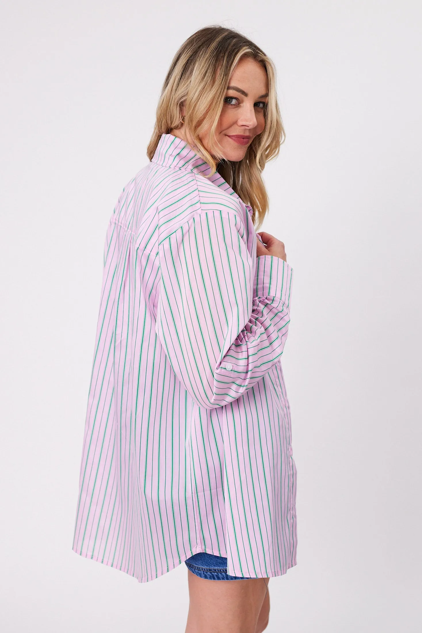 Shine On Label Zinnia Striped Shirt Pink