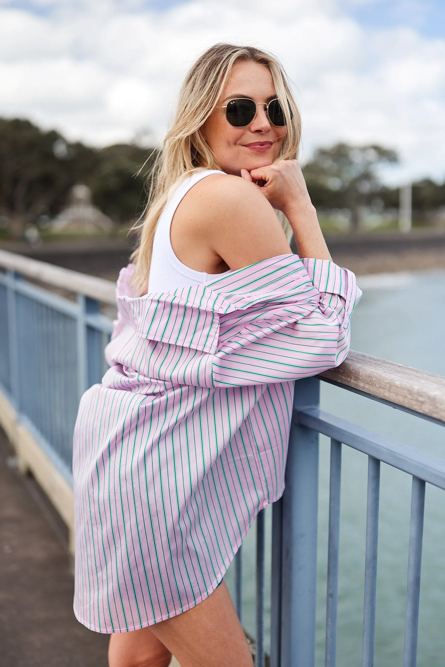Shine On Label Zinnia Striped Shirt Pink