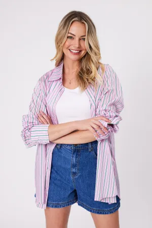 Shine On Label Zinnia Striped Shirt Pink