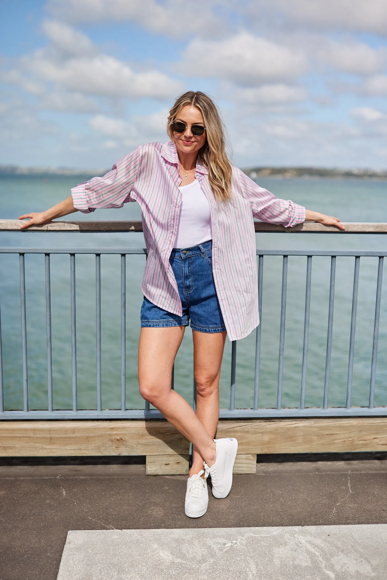 Shine On Label Zinnia Striped Shirt Pink