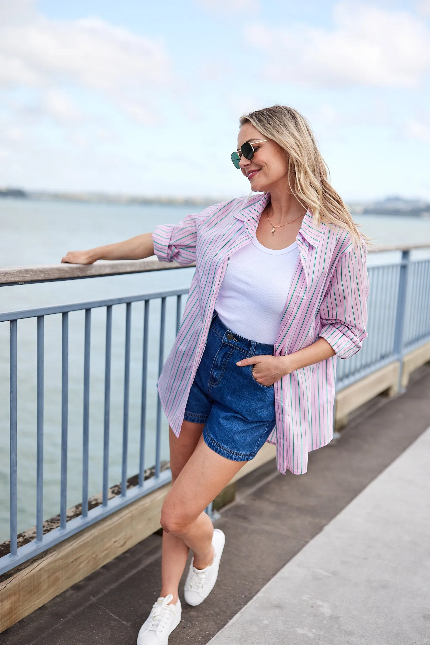 Shine On Label Zinnia Striped Shirt Pink