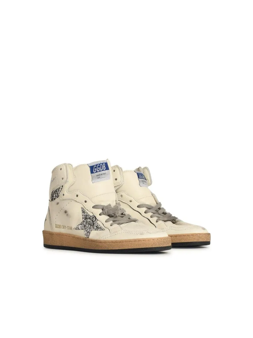'Sky Star' White Leather Sneakers