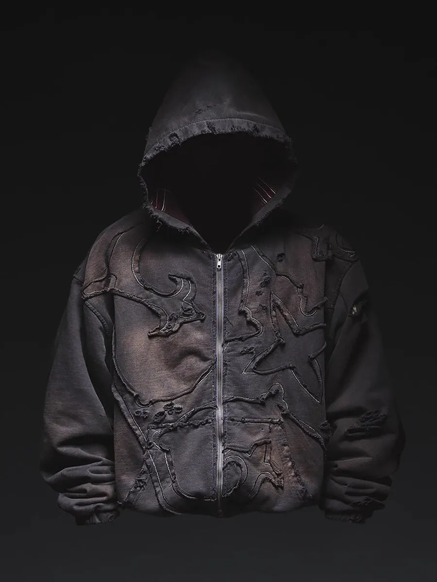 Structured Distressed Hoodie