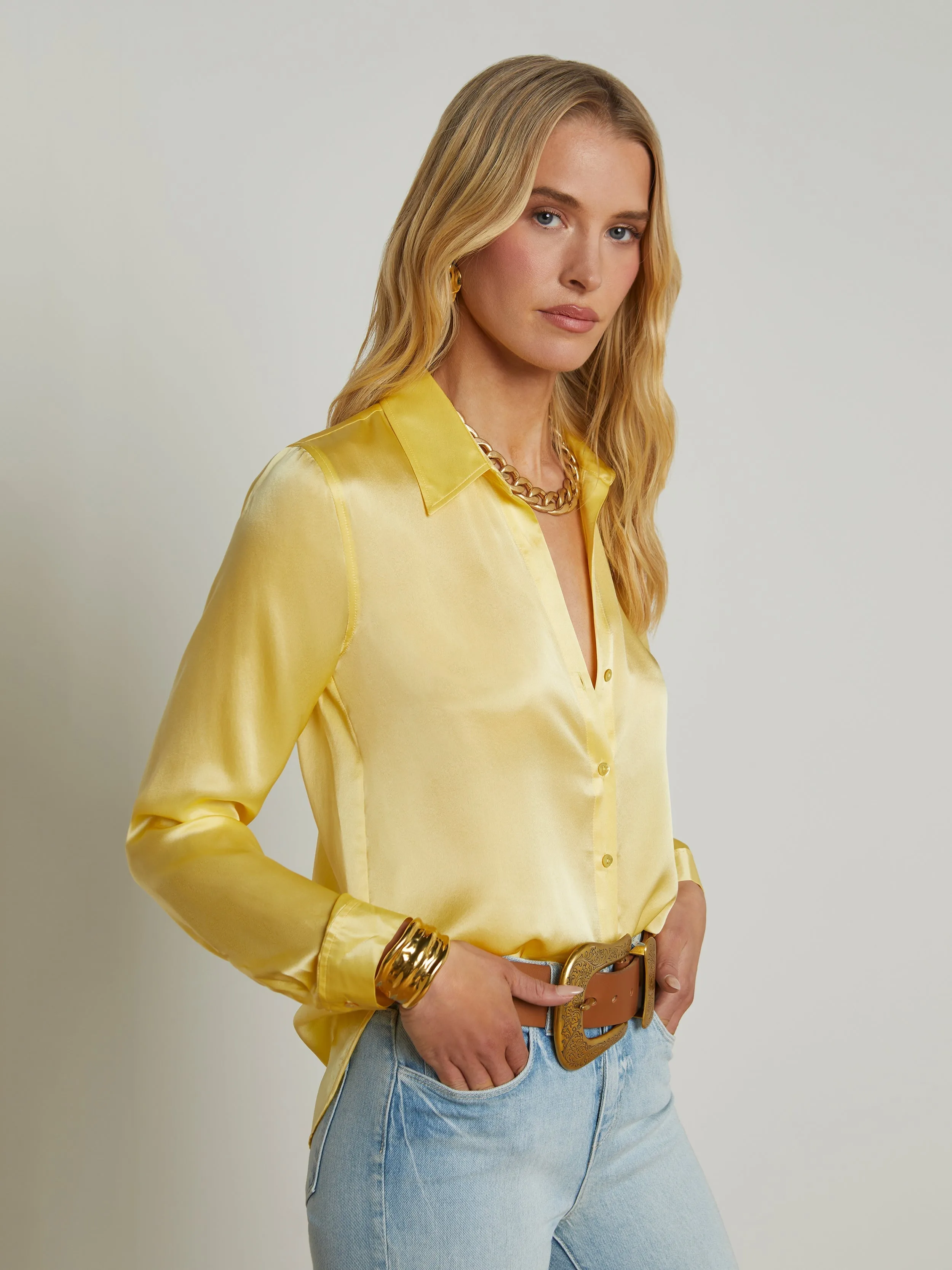 Tyler Silk Blouse Pale Yellow