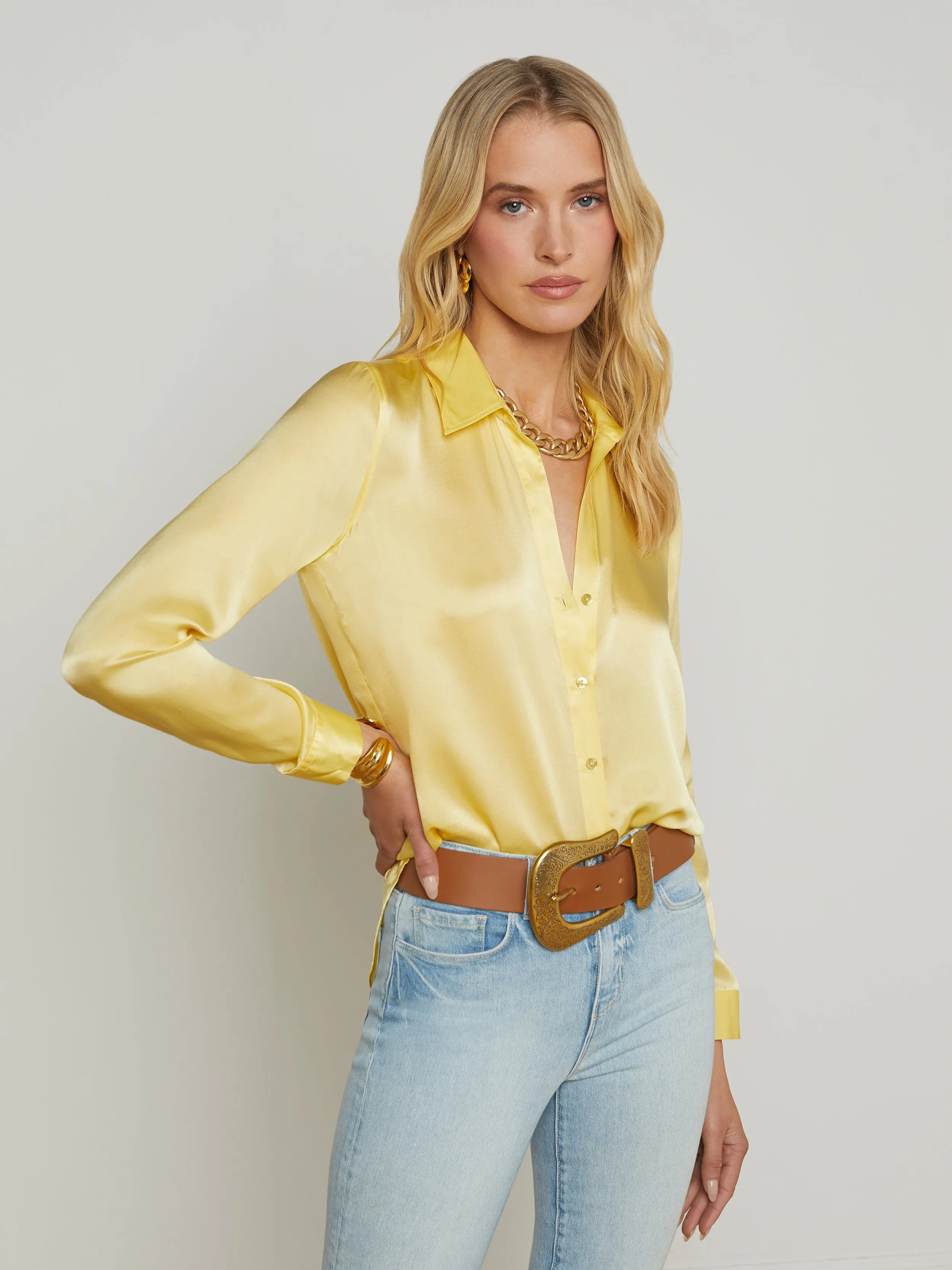 Tyler Silk Blouse Pale Yellow