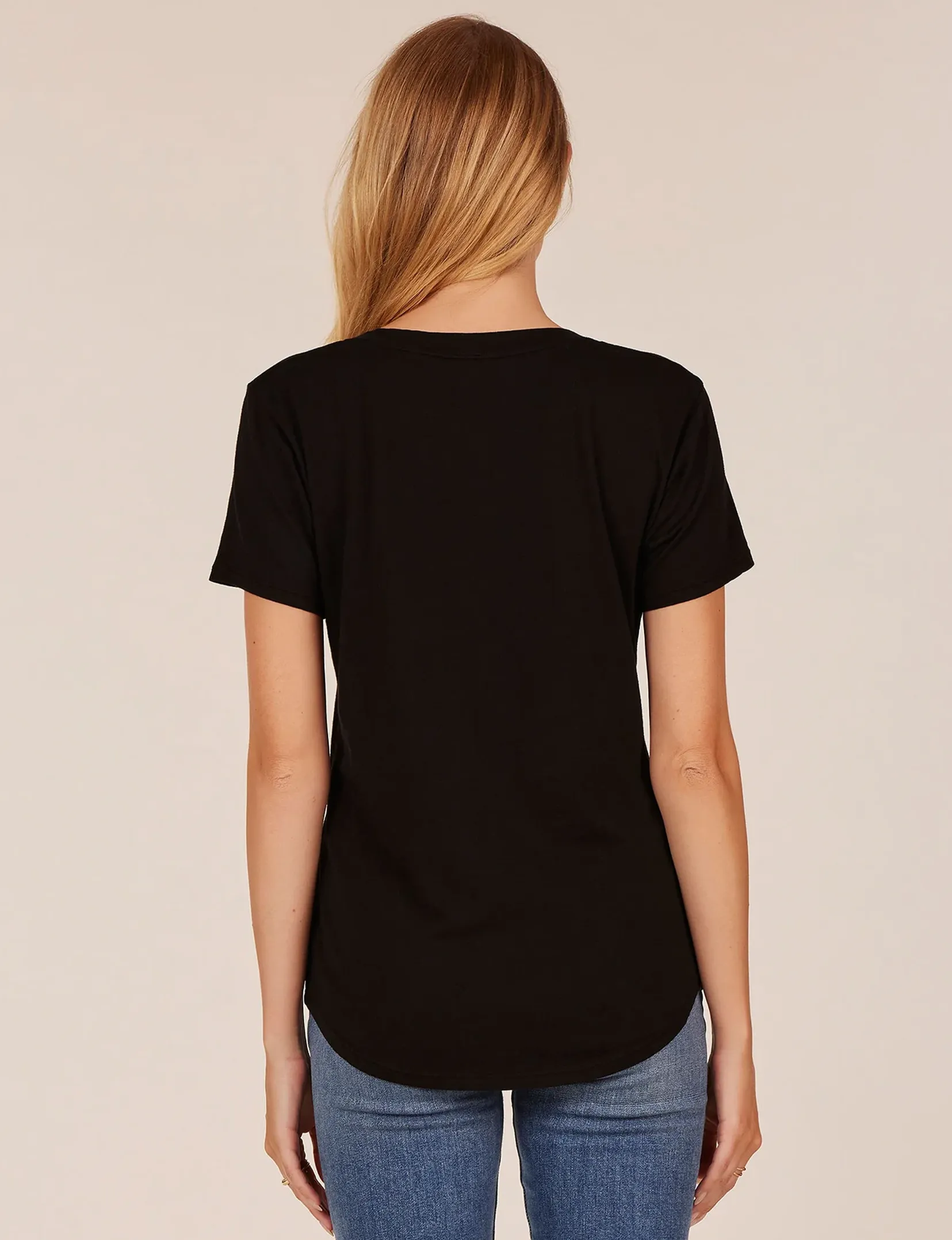 V-Neck Jersey Tee, Black