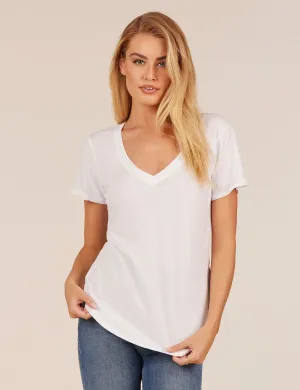 V-Neck Jersey Tee, White