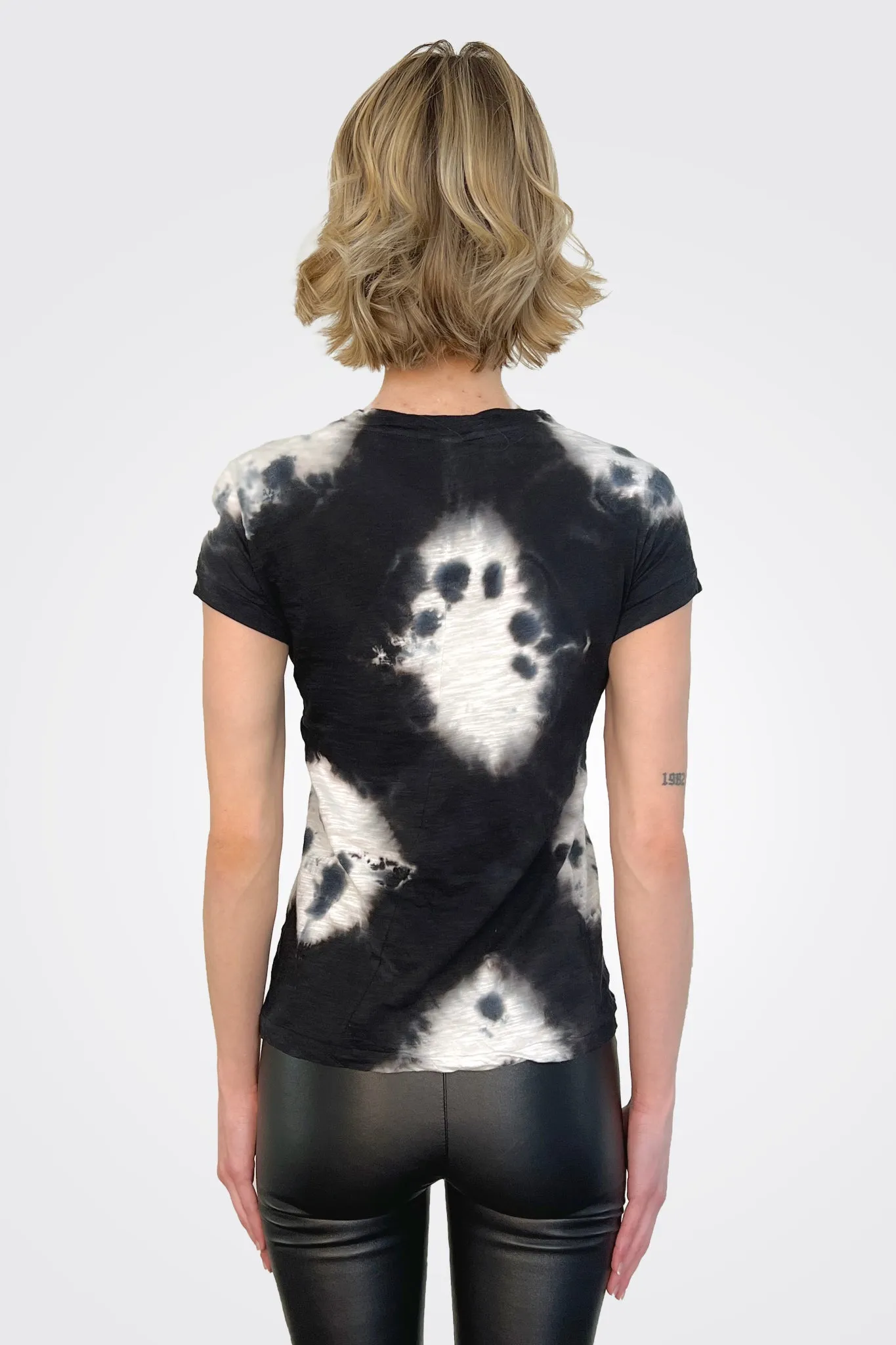 V Neck Short Sleeve Top - White Stone