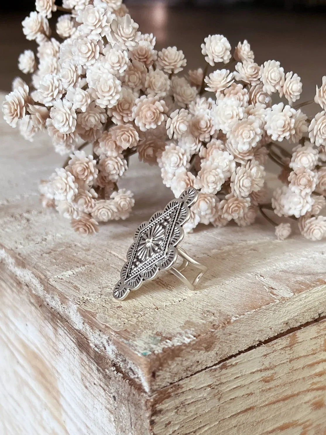 Vintage Inspired Adjustable Concho Ring