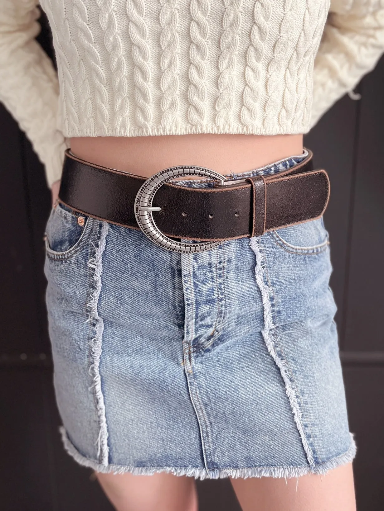 Vintage Wide Distressed Leather Belt