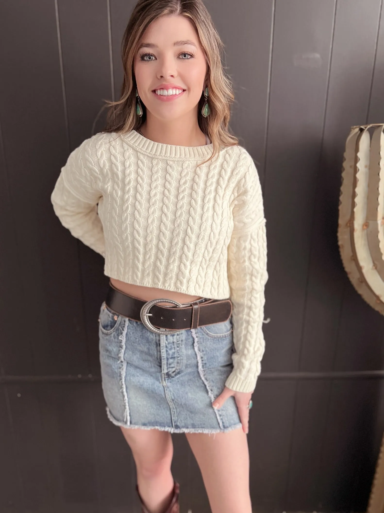Vintage Wide Distressed Leather Belt