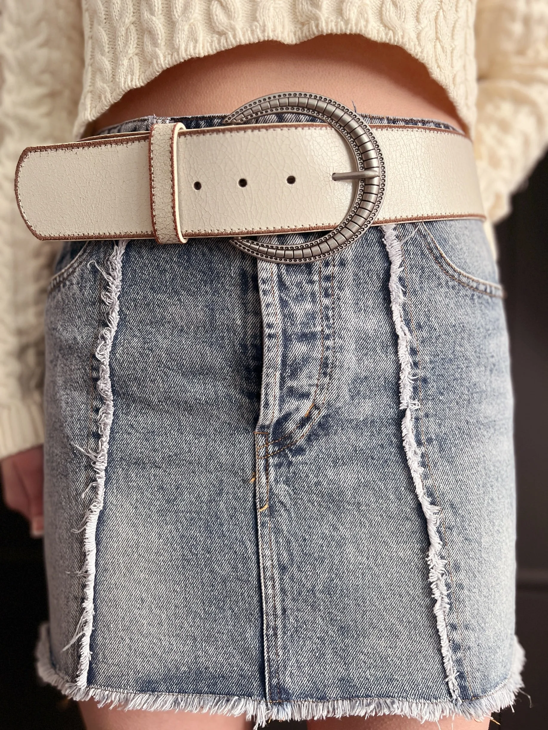 Vintage Wide Distressed Leather Belt
