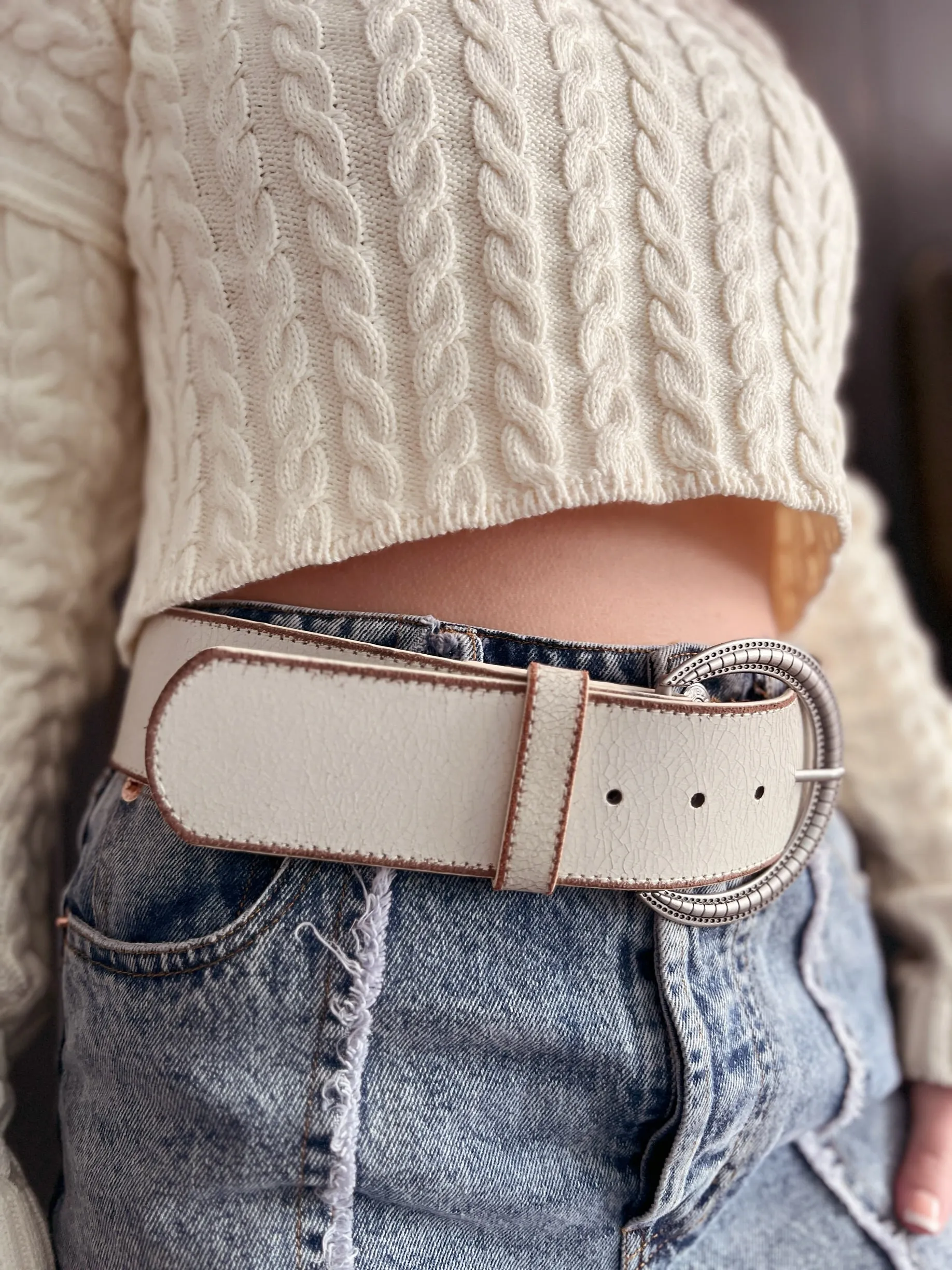 Vintage Wide Distressed Leather Belt