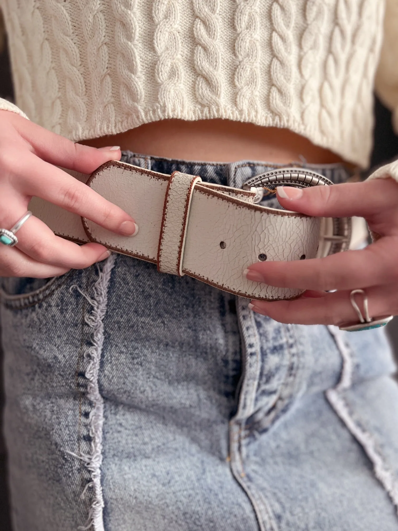 Vintage Wide Distressed Leather Belt