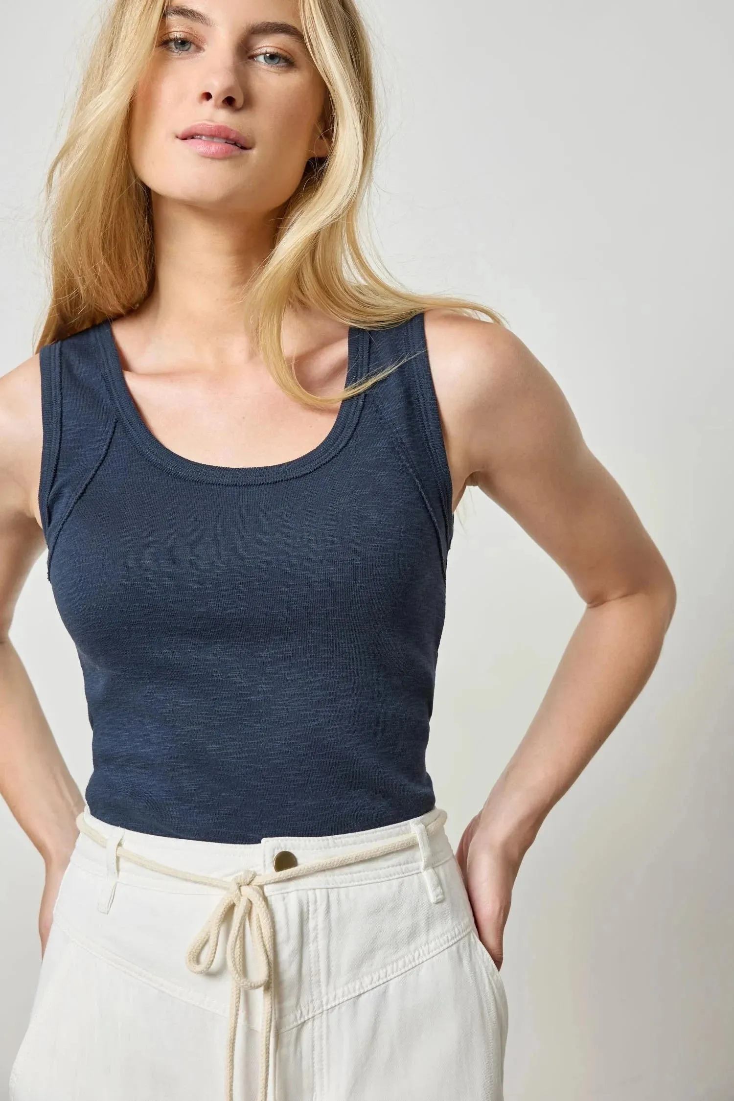 Wide Strap Tank Navy