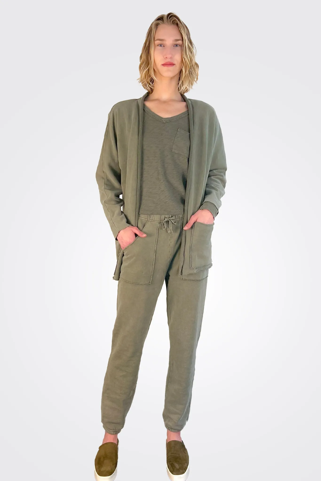 Willa Raw Edge Cardigan - Forest Night