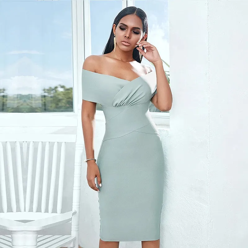 Women’s Off-Shoulder Bandage Midi Dress