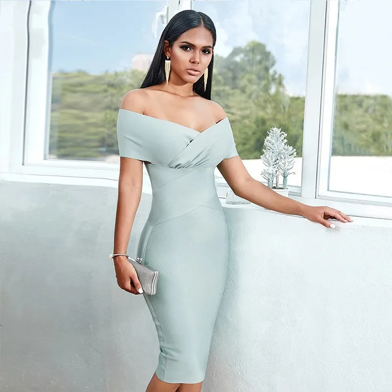 Women’s Off-Shoulder Bandage Midi Dress